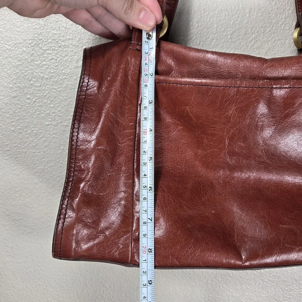 HOBO International Cognac Brown Leather Shoulder Bag Floral Lining Slouchy